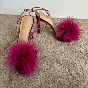 Hot pink feather heels